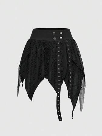 Goth 1 pieza Falda de mujer de unicolor liso, de moda y adecuada para el verano