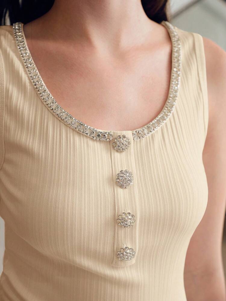RHINESTONE BUTTON TANK TOP