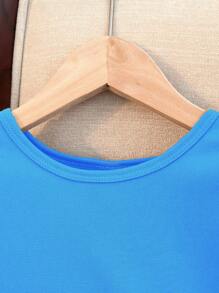 Tween Girls' Summer Casual Solid Color Crew Neck Top And Shorts 2 Pieces Set - Baby Blue - View 4