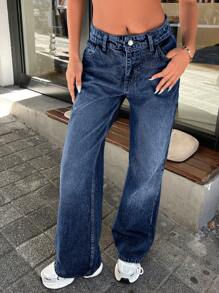 RueChic 100% 纯棉女式喇叭低腰牛仔裤