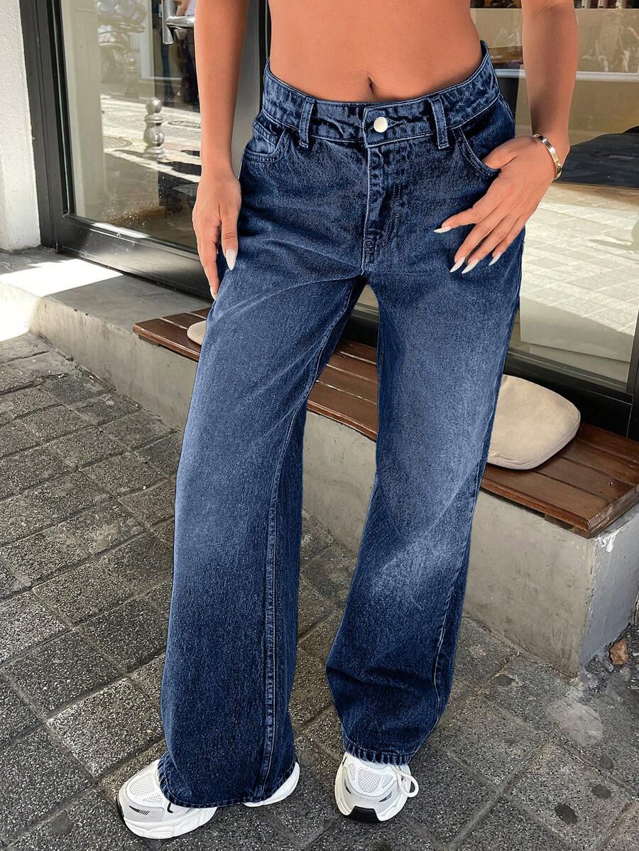 RueChic 100% 纯棉女式喇叭低腰牛仔裤