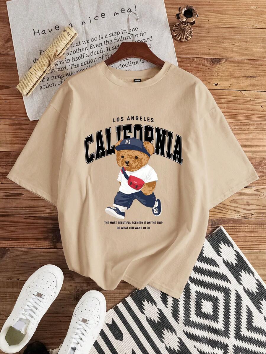 Manfinity Joysei Plus Size Men's Khaki Crew Neck Short Sleeve T-Shirt - Khaki - View 1