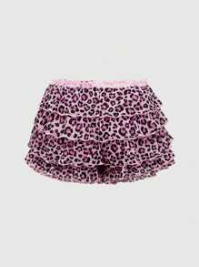 ROMWE J-Fashion Bộ áo yếm và quần short họa tiết da báo Harajuku Y2K 2 món, cỡ lớn dành cho nữ - Hồng - Xem 4