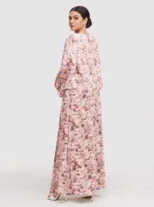 Veilorie 2 件套女士简约时尚休闲长袖上衣和裙子套装，适合日常穿着 - 粉色 - 查看 2