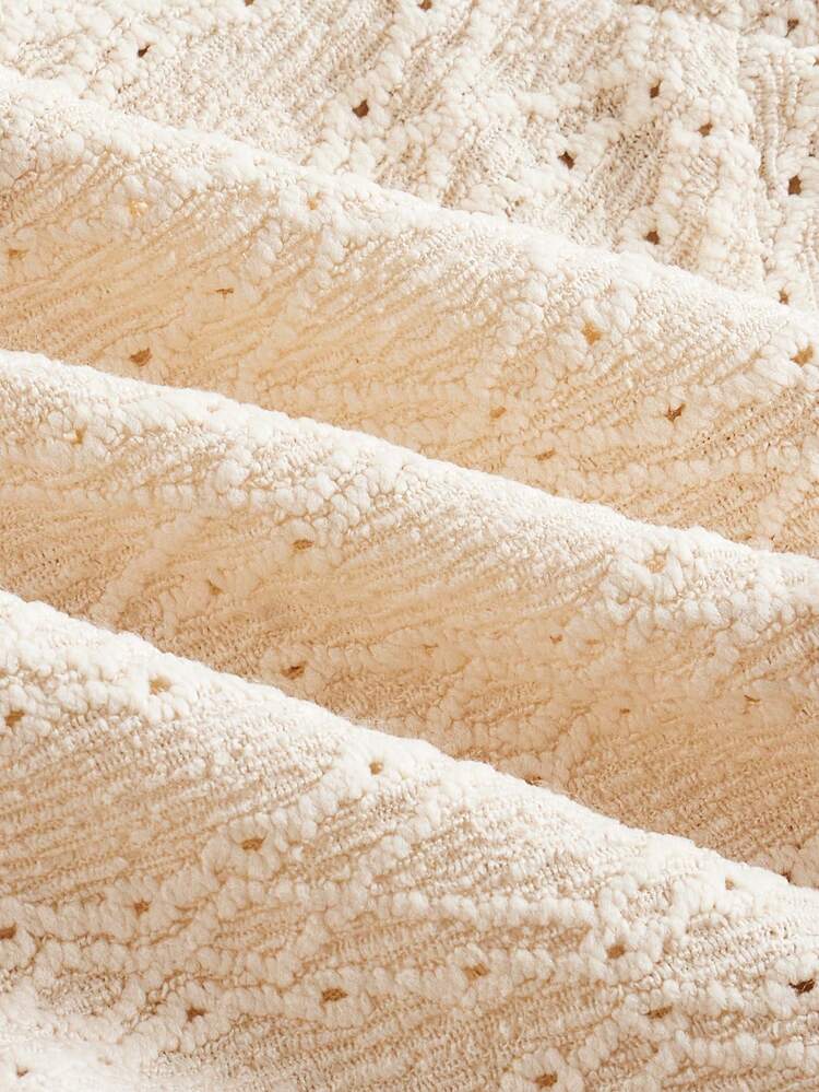 SHEIN Maija Women's Structured Body-Fitting Design With Cap Sleeves, Modern Bohemian Vacation Style, V-Neck With Embroidered Detailing, Pullover Knit Beach Summer Top