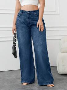 Pantalones vaqueros de pierna ancha 100% algodón de talla grande, de moda para el verano