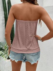 Breezaya 女士纯色抹胸式抹胸，休闲假日 - 藕粉色 - 查看 2