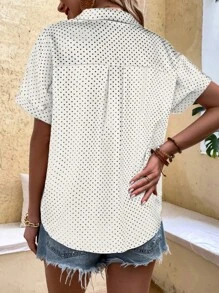 EMERY ROSE قميص كاجوال عصري مطبوع بنقاط متناثرة في كل مكان