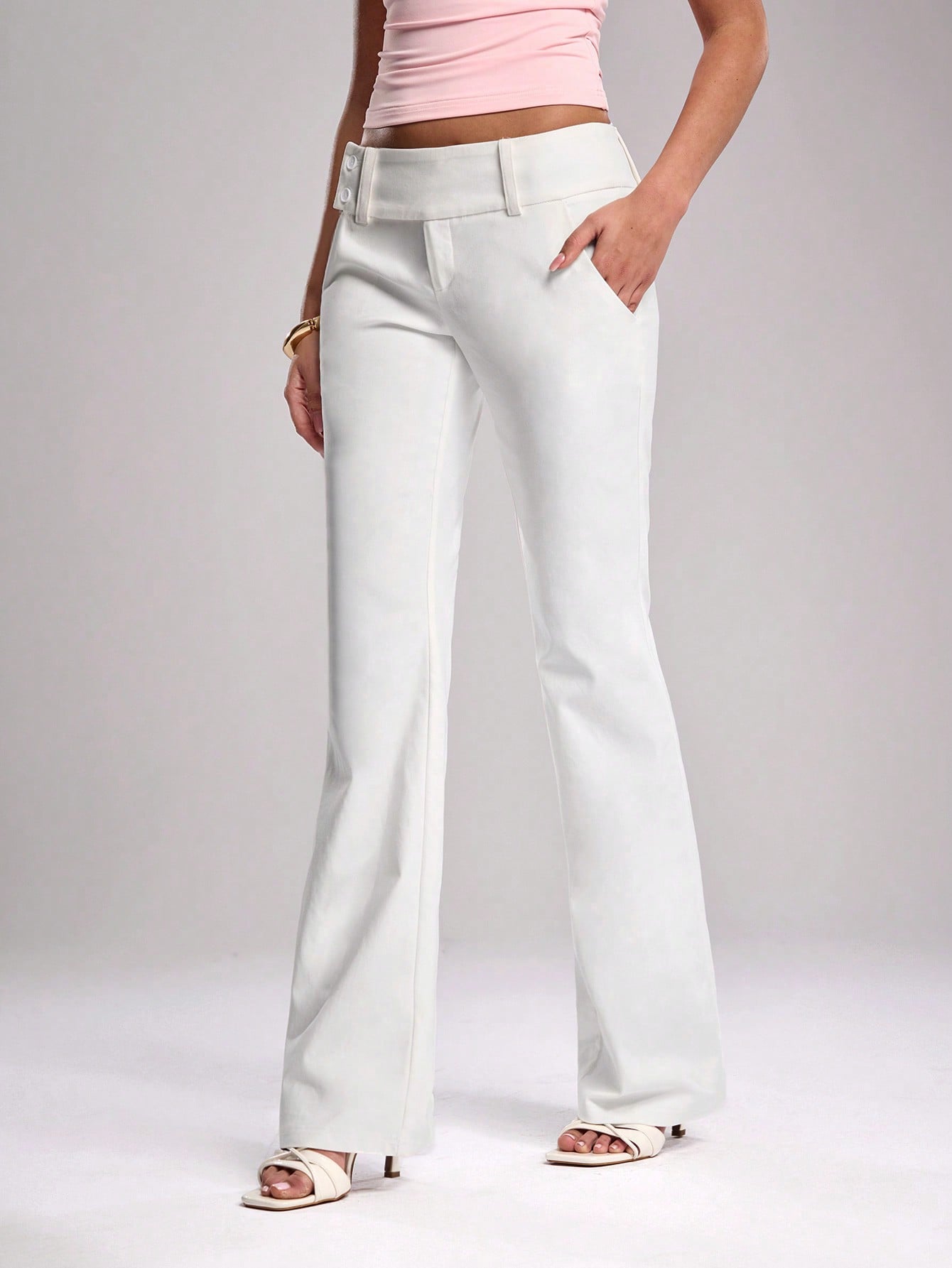 White mid-waist trousers