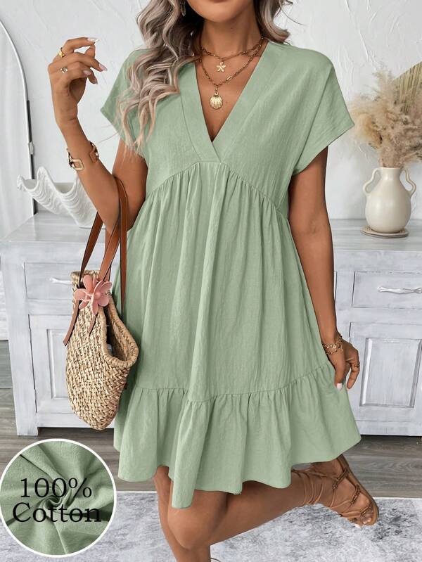 SHEIN LUNE Summer Casual Vacation Short Pink Romantic Beach Dress For Women,Pastel Dresses For Women,Dresses For Women Summer