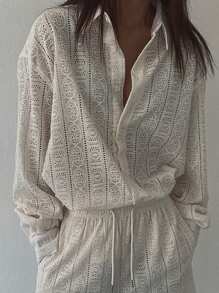 DAZY Strukturiertes Stoffhemd im Oversized Kragen Street Style