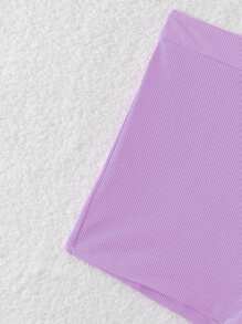 SHEIN Swim Women's Solid Color Summer Beach Bikini Bottoms - Mauve Purple - View 5