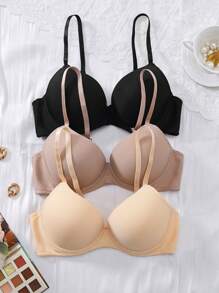Snug Zone 3 pièces/set Soutien-gorge de confort minimaliste pour femmes, soutien-gorge sans armature simple et décontracté pour tous les jours