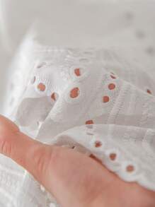 CosyJoli Áo ba lỗ thêu khoét rỗng cỡ lớn cho kỳ nghỉ hè - trắng - Xem 7