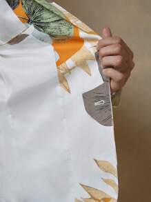 Manfinity VCAY Men's Tailored Fit Casual Blazer, Suitable For Everyday Wear, Outdoor, Home, Dating, Beach Oversized Floral Print Blazer, Spring Summer Vacation, Casual Summer Spring Vacation, Men's Single-Breasted Casual Suit, Men's Evening Dress Suit, Business