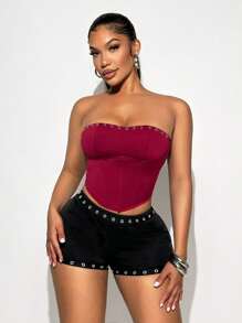 Sirith Corpete tubinho Y2K para mulheres, modelador corporal vermelho, bustiê sexy, costas nuas, overbust, bandeau, top curto, verão, música, festival, férias, festa, clube, sair, bodycon, gostosa