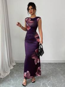 Selianne 休闲圆领无袖花卉印花简约优雅女装 - 彩色 - 查看 5