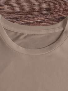 INAWLY Áo thun cổ tròn rộng rãi họa tiết chữ thường ngày cỡ lớn dành cho nữ, mùa hè - Màu Khaki - Xem 6