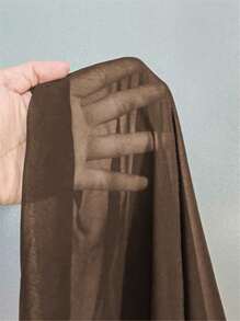 SHEIN LUNE Solid Color Front Button Up See-Through Casual Long Sleeve Shirt Fall Cloth For Women - Coffee Brown - View 7