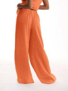 MUSERA Elastic Waist Boho Trousers For Vacation Summer Boho Elegant Holiday - Orange - View 2