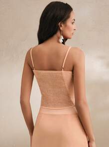 Anewsta Top de canesú con escote en V bordado elegante para mujer, de alta calidad y elaboración delicada, adecuado para verano, uso casual, vacaciones, playa, elegante, fiesta - Champán - Ver 2