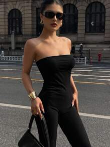 DAZY Women's Solid Color Sleeveless Jumpsuit, Simple And Fashionable, Suitable For Summer Women Jumpsuits