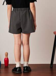 PrepCrw Shorts grigi con fiocco decorativo per giovani ragazze, per primavera/estate