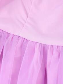 Teen Girls Elegant Lilac Purple Mesh Tube Dress - Lilac Purple - View 6