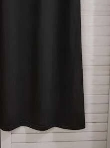 Youth Girls' Simple Black Background Grey Raglan Sleeve Front English Letter Graphic Print Crew Neck Short Sleeve Pajama Set - Black - View 6