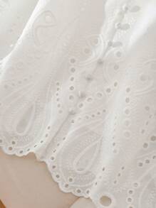 CosyJoli Áo ba lỗ thêu khoét rỗng cỡ lớn cho kỳ nghỉ hè - trắng - Xem 4