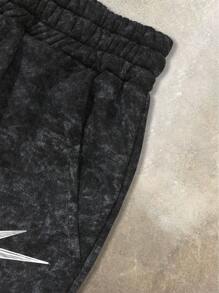 Manfinity Streetrush Shorts casuales de verano para hombre con diseño esculpido y estampado de letras con cordón ajustable en la cintura