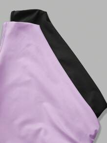 SHEIN EZwear Top de mujer de punto de un solo hombro en tonos negro y lavanda