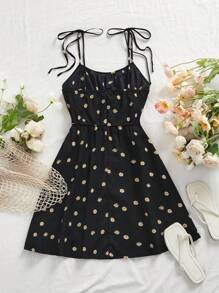 SHEIN VCAY 大码夏季碎花腰带连衣裙 - 彩色 - 查看 2