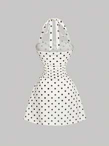SHEIN MOD 女式圆点图案挂脖迷你连衣裙 - 彩色 - 查看 2
