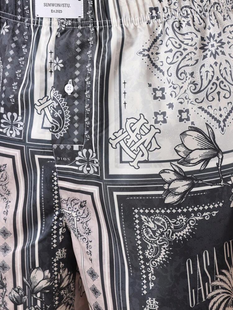 Palm Tree Bandana Print Lounge Boxer Shorts