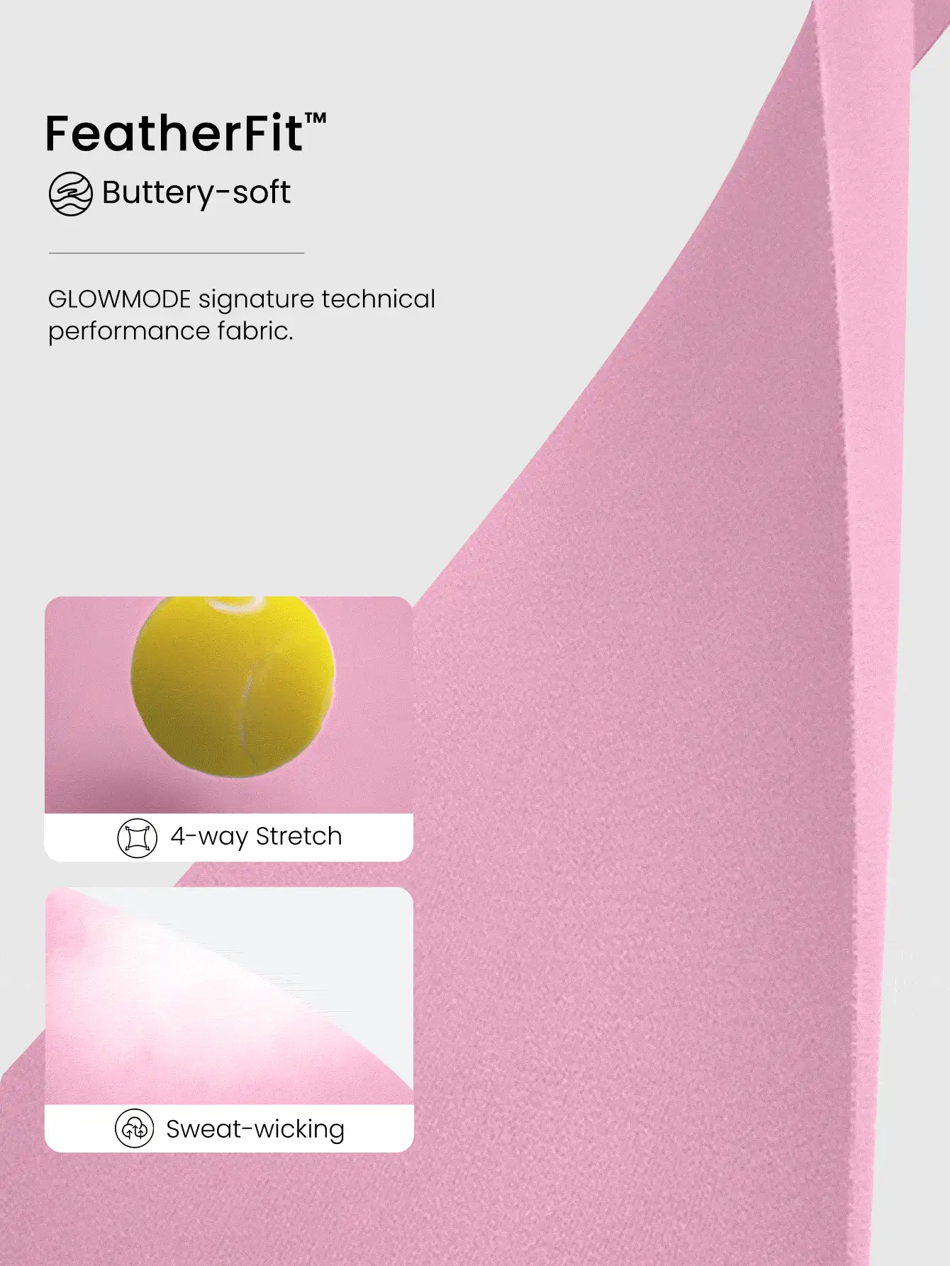 GLOWMODE 4.3'' FeatherFit™ Contrast Color Shorts Low Impact Yoga Pilates Studio Daily Casual Wear - Bubblegum Pink - View 4