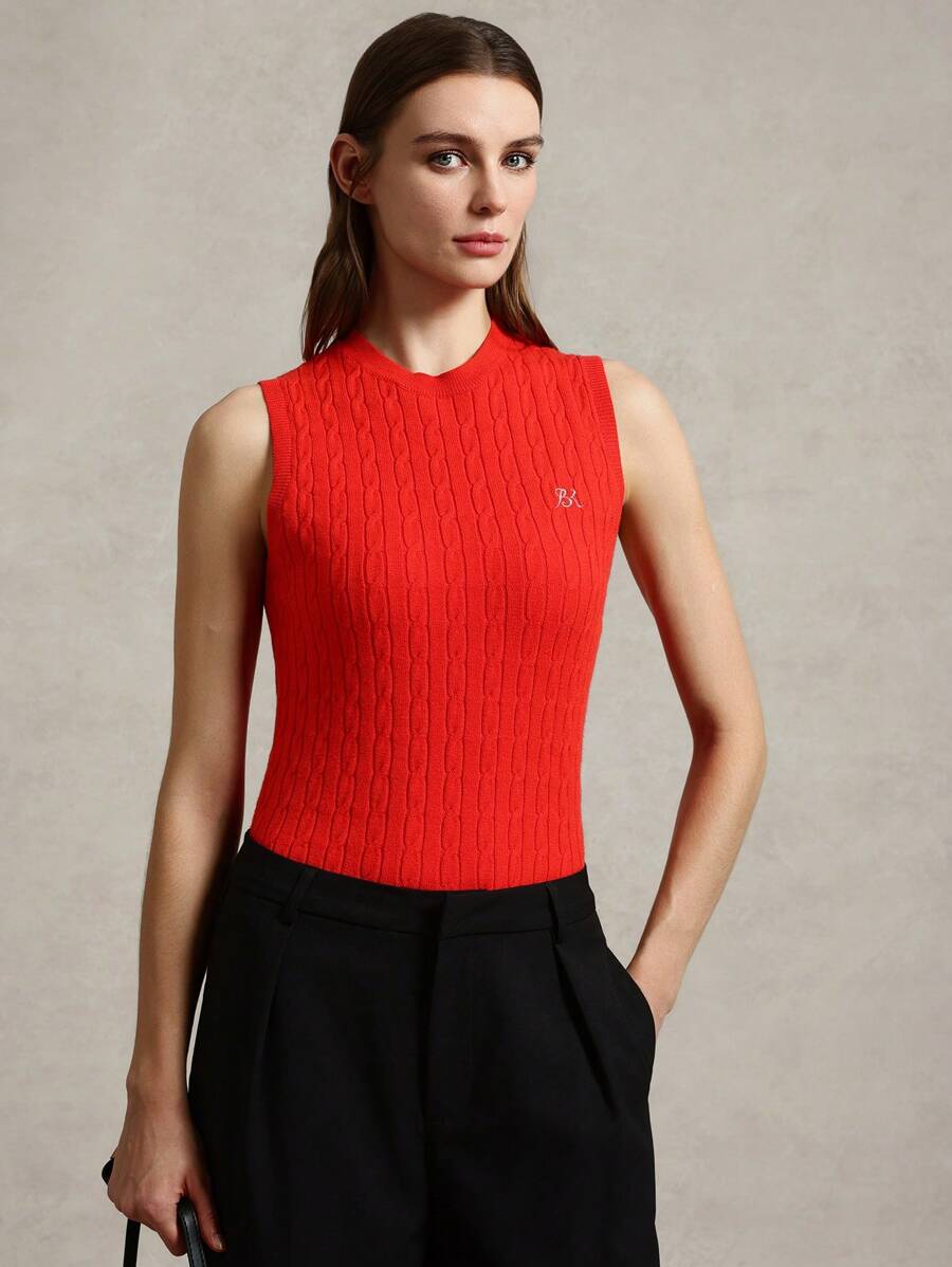 Briarwyn 女士无袖粗针织刺绣背心上衣夏季女士商务休闲装