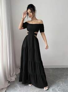 Rafferiza 休闲 - 度假休闲露肩蝴蝶结背心连衣裙 - 黑色 - 查看 7