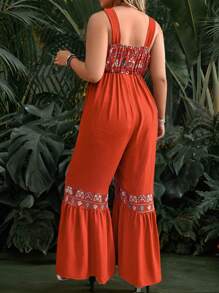 Breezaya Mono con estampado floral y volantes en los tirantes para mujeres de talla grande, ideal para vacaciones