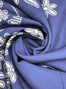 Breezaya 大码女式宽松阔腿连体裤，带口袋 - 藍色 - 查看 4