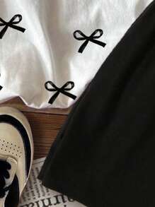 SHEIN Leap Crew 2pcs Teen Girl Casual Butterfly Print Short Sleeve Loose T-Shirt & Legging Set, Suitable For Summer - Multicolor - View 6