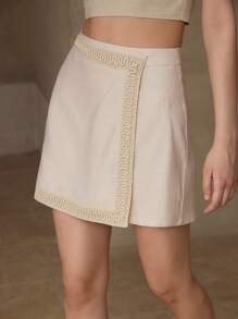 MOTF PREMIUM 亚麻撞色绑带裹身裙