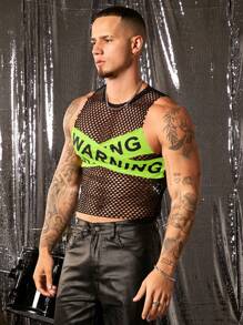 FeverCity Men's Mesh Round Neck Sleeveless Tank Top, Suitable For Summer - Mint Green - View 4