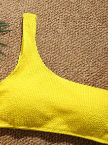 SHEIN Swim Costumi da bagno bikini da donna per l'estate, colore giallo, collo asimmetrico, stile sexy