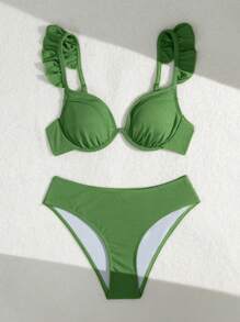 SHEIN Swim Women's Beach Summer Swimsuit Sets - Green - View 2