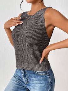 SHEIN Frenchy Women's Simple Stylish Sweater Vest, Suitable For Summer Brown Casual - Coffee Brown - View 4