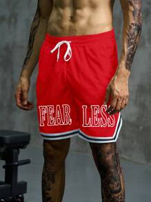 Manfinity Sport Corelite Pantaloncini sportivi da uomo con strisce a contrasto e stampa a lettera