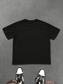 Manfinity EMRG Men Letter & Figure Print Round Neck Short Sleeve Casual T-Shirt Graphic Tees Men T Shirts - Multicolor - View 2