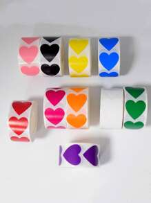 SHEIN 500pcs/Roll Heart Shape Adhesive Label Stickers - Black - View 7