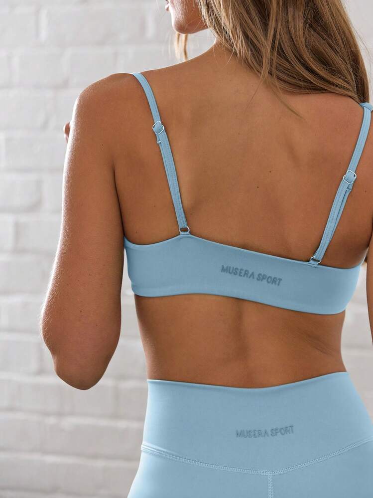 Musera Sport 扭结前领V领运动上衣文胸，适合板式网球、网球、匹克球、健身房冬季运动。 - 淺藍色 - 查看 5